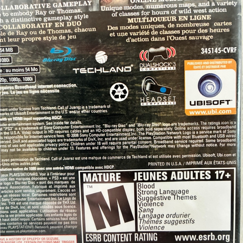 Call of Juarez: Bound in Blood PS3 (Sony PlayStation 3, 2009) Tested - Picture 6 of 6